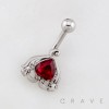 LOVE DROP CRIMSON HEART CHANDELIER TOP 316L SURGICAL STEEL CURVED BARBELL/EYEBROW